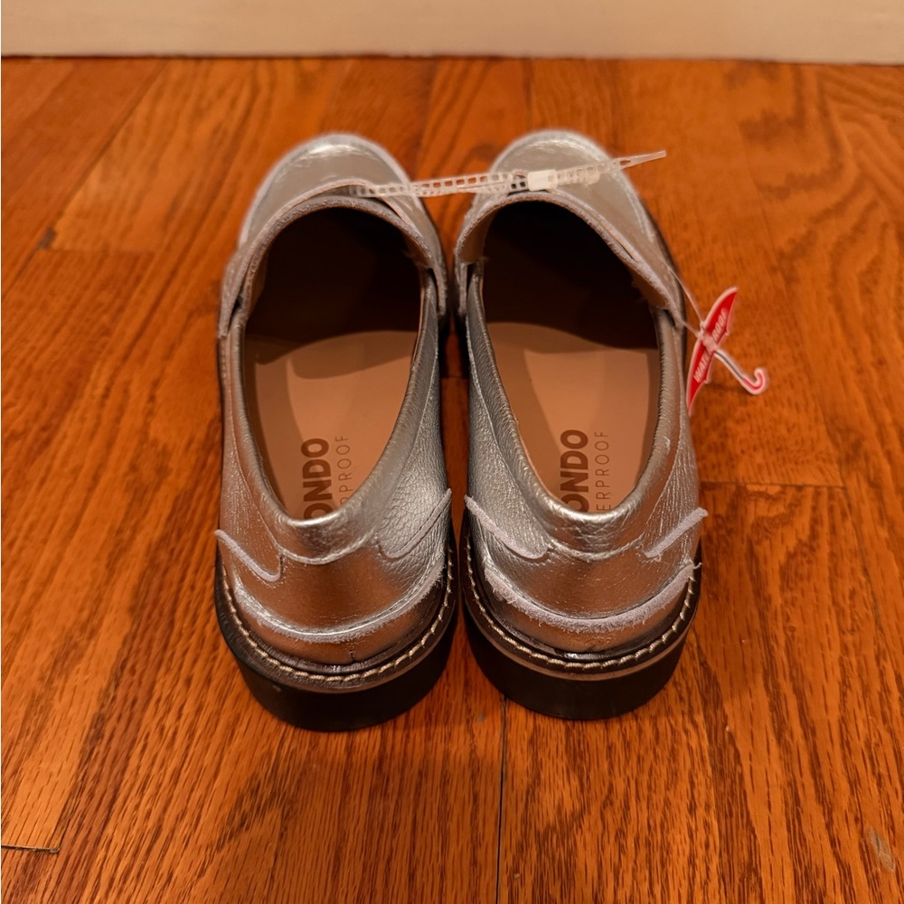 Blondo Silver Waterproof Penny Loafers with Black Soles - Picture 4 of 7